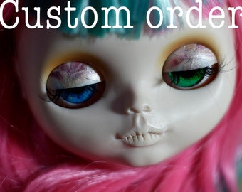 CUSTOM ORDER. custom made. made to order. of personalized custom blythe doll. Unique hand made doll, 1/6 tbl ooak