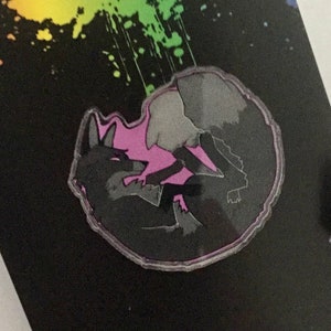 Black Fox Kitsune inspired acrylic pin