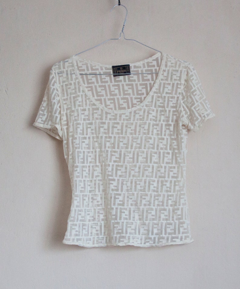 Fendi vintage zucca monogram mesh top beige | Etsy