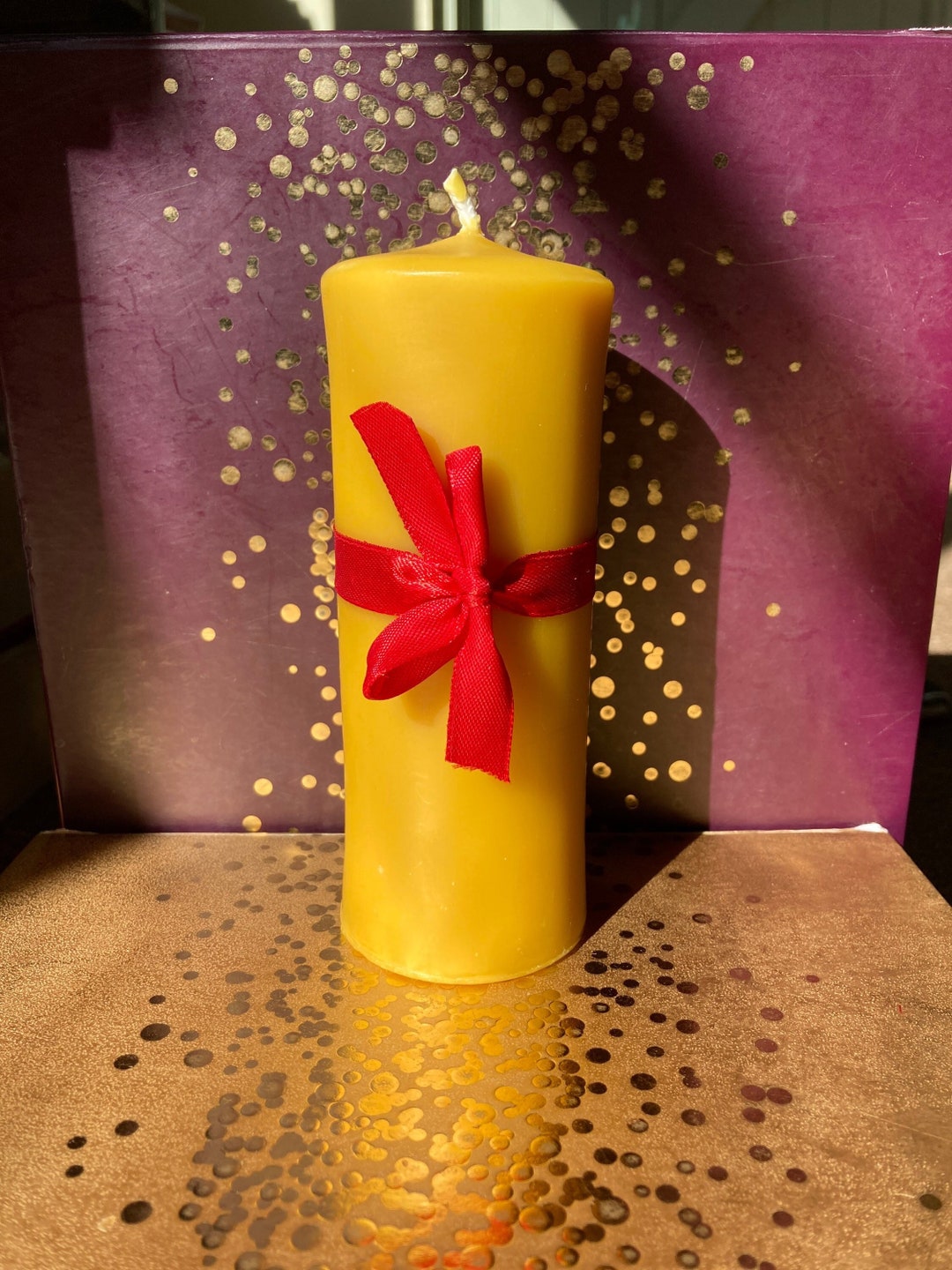 Large Church Candle Pure Beeswax Chunky Pillar Table Candle 14 X 5.2cm