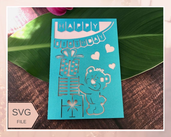 Download Free Teddy Bear Birthday Card Svg Cut File For Cricut Birthday Etsy SVG Cut Files