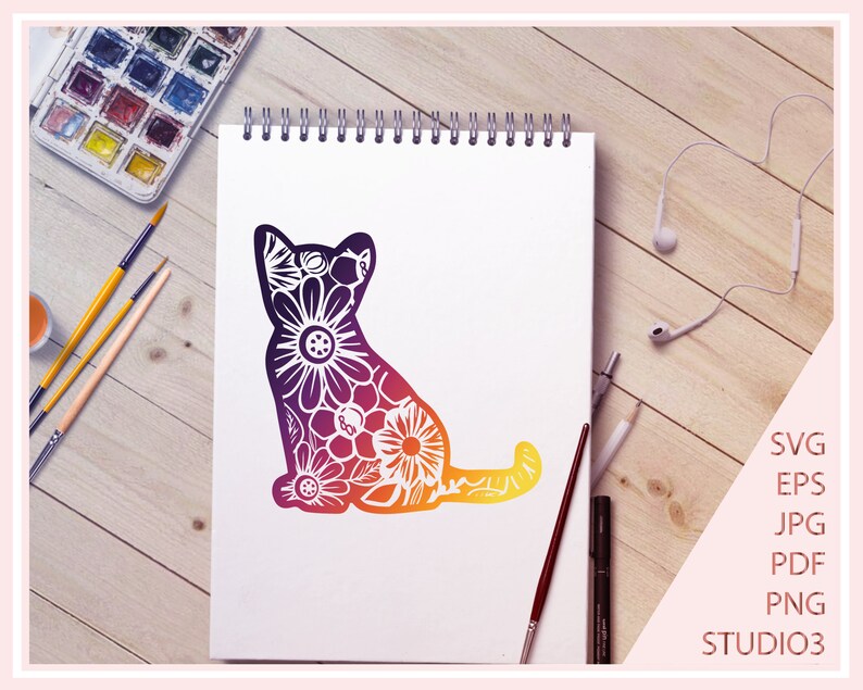 Download Floral cat svg cat bundle SVG Files for Cricut kitty cut | Etsy