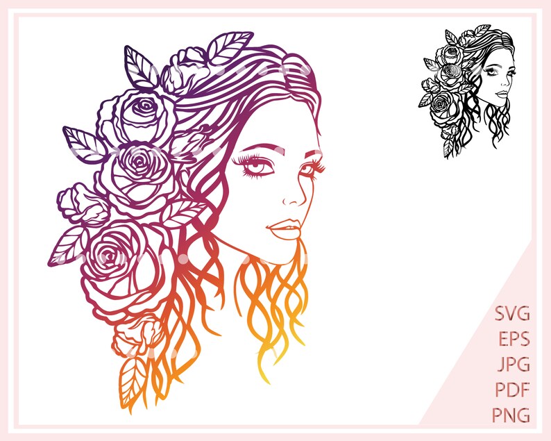 Download Girl with roses svg eps png jpg girl cut file for Cricut | Etsy