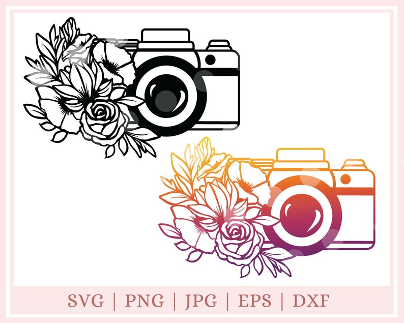 Download Camera svg file Floral camera cut file for Cricut Silhouette | Etsy