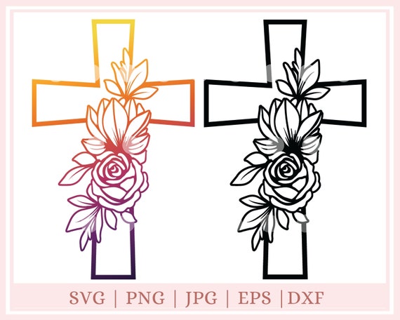 Floral cross svg Religious svg for Cricut Silhouette | Etsy