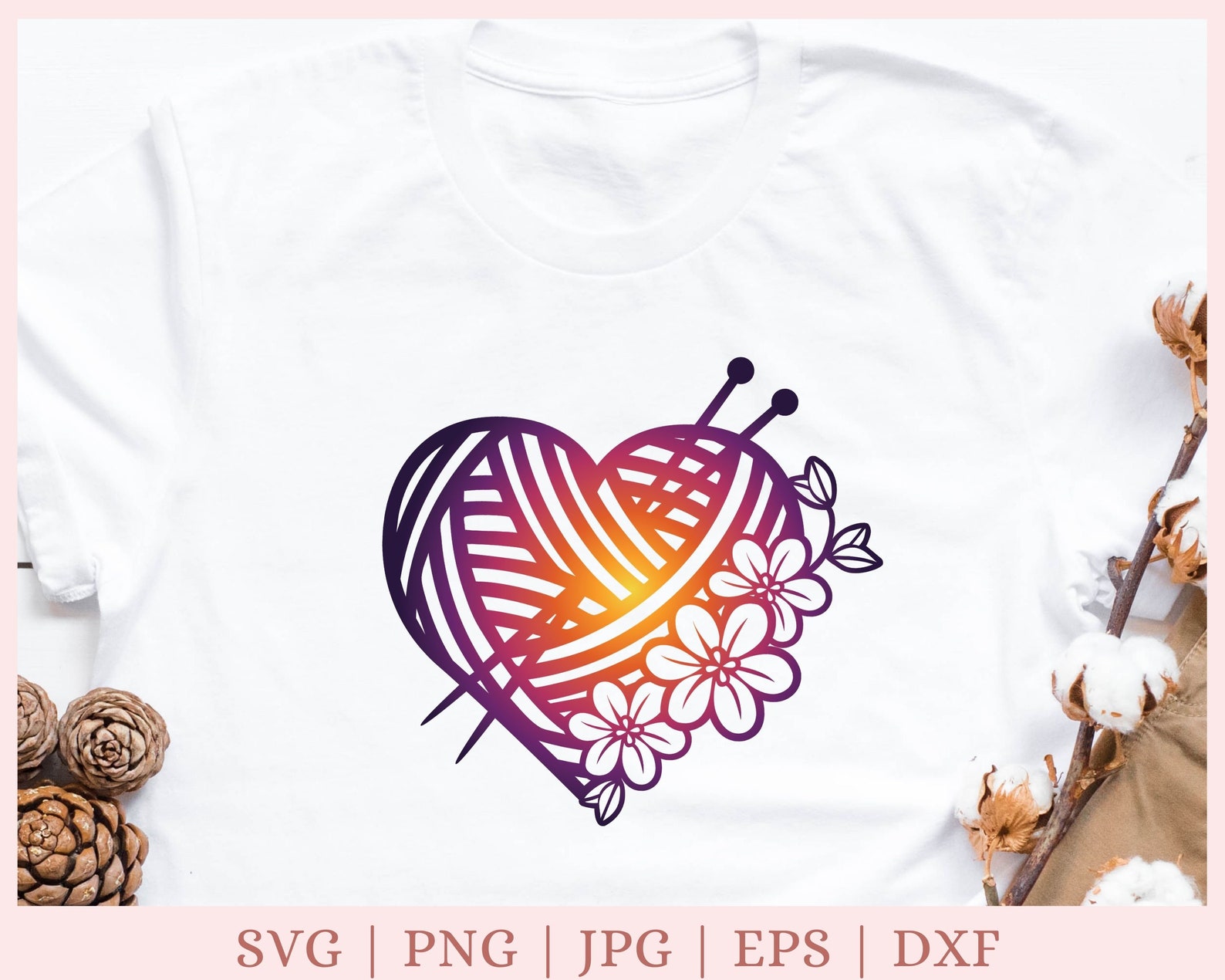 Floral yarn SVG Knitting svg files for Cricut hobby svg | Etsy