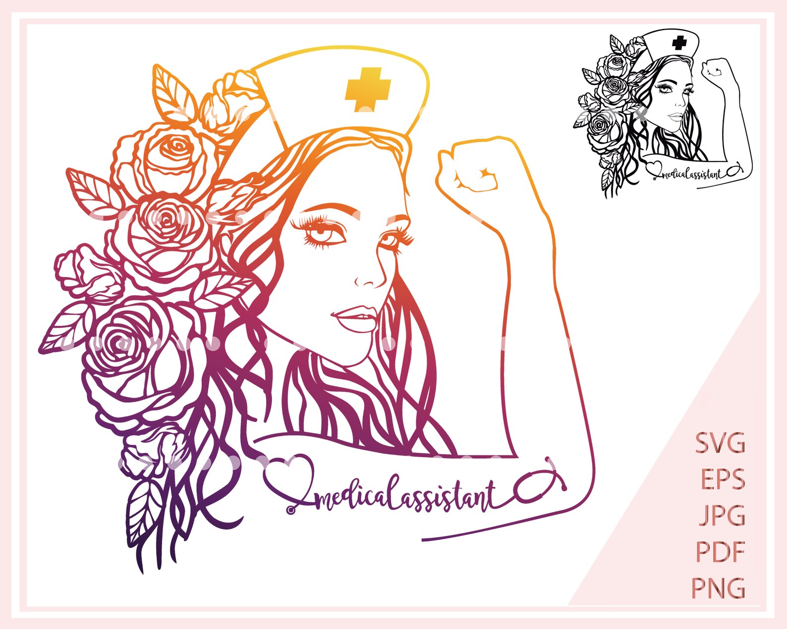 Medical assistant svg heart stethoscope cut files for Cricut | Etsy