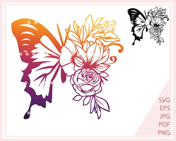 Download Floral Butterfly Svg Butterfly Flower Cut Files For Cricut Etsy