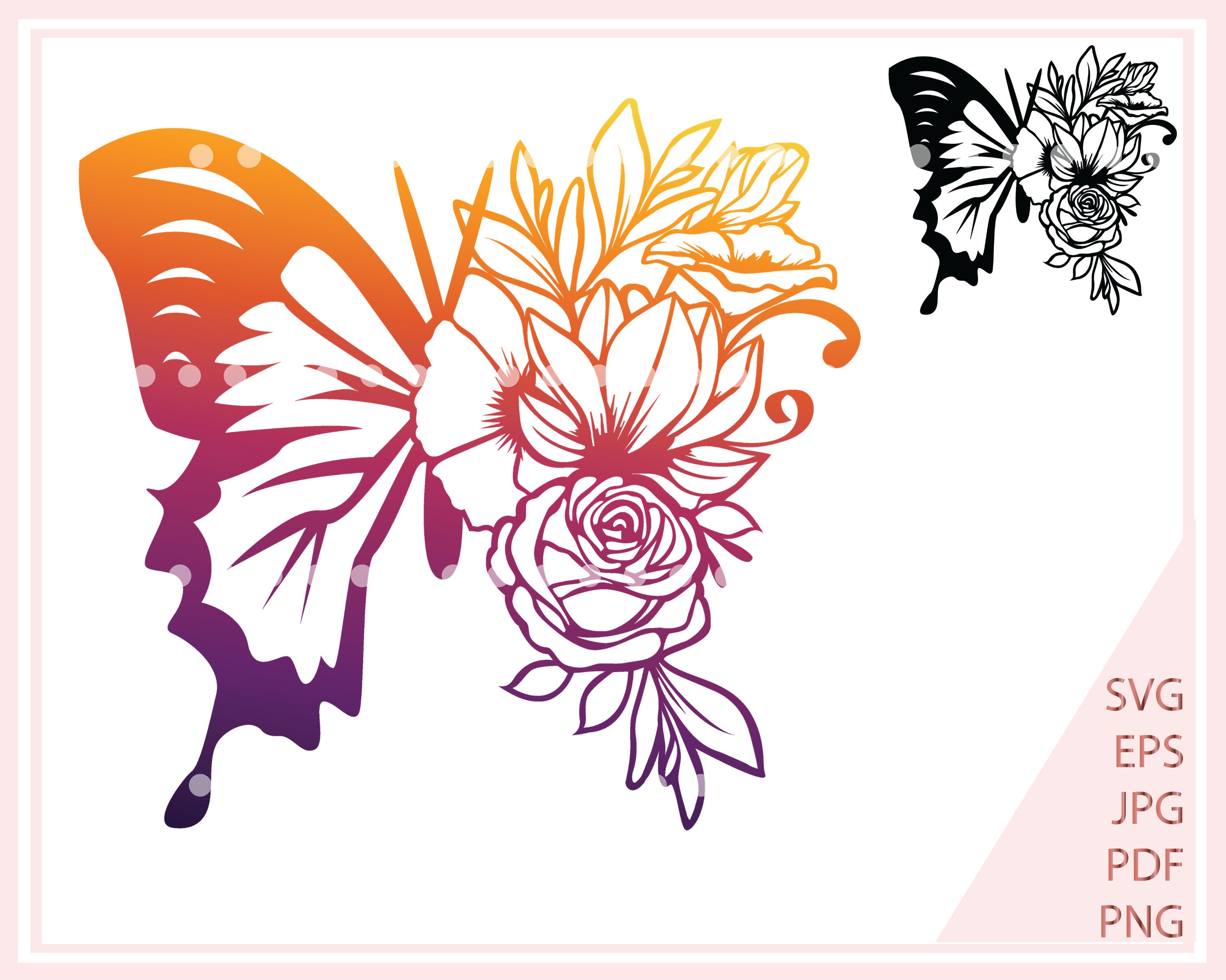 Download Floral Butterfly Svg Butterfly Flower Cut Files For Cricut Etsy