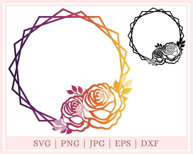 Download Hexagon Frame cut files for Cricut Floral frame svg for | Etsy