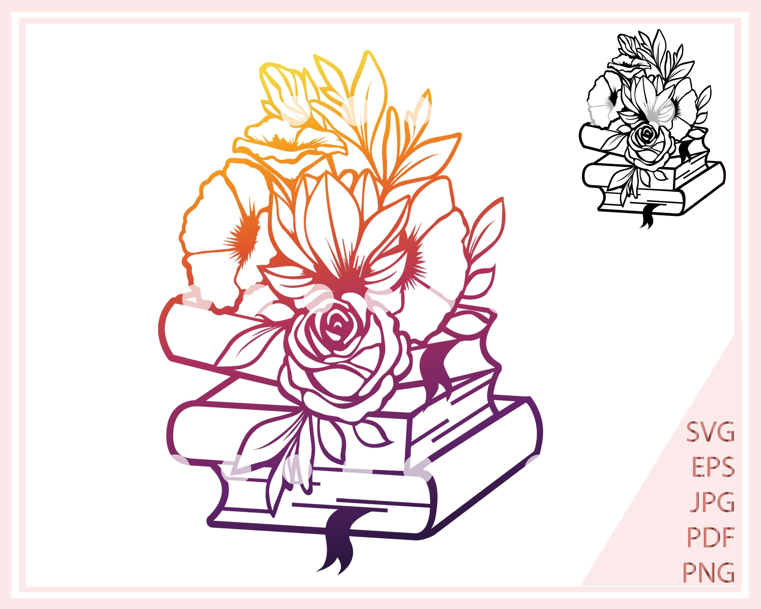 Book with flowers svg for Cricut Book lover svg reading svg Etsy