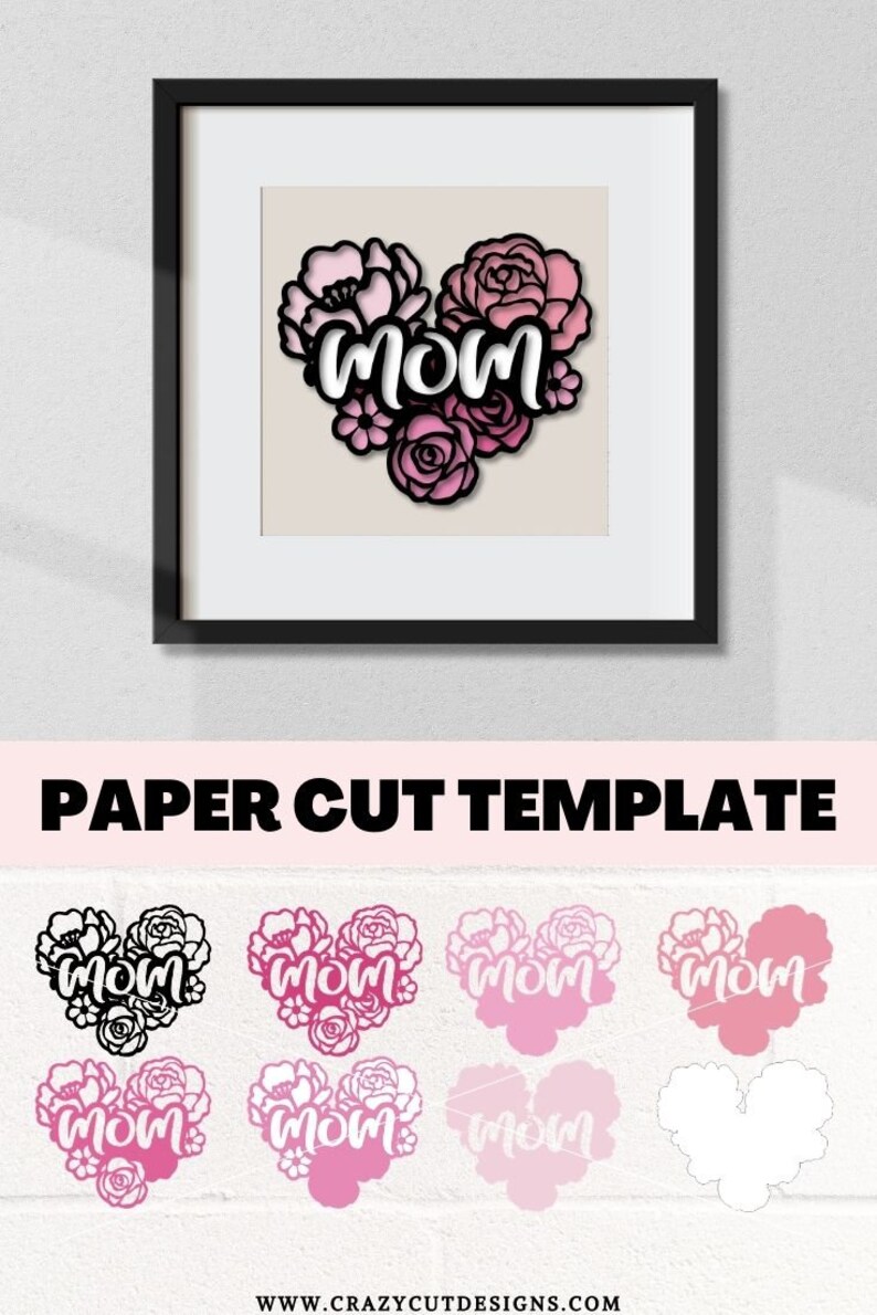Clip Art Heart With Flowers Svg Layered Mom Heart Svg Mothers Day 3d Svg Papercut Template Svg Mom Birthday Svg Files For Cricut Mom Card Svg Art Collectibles