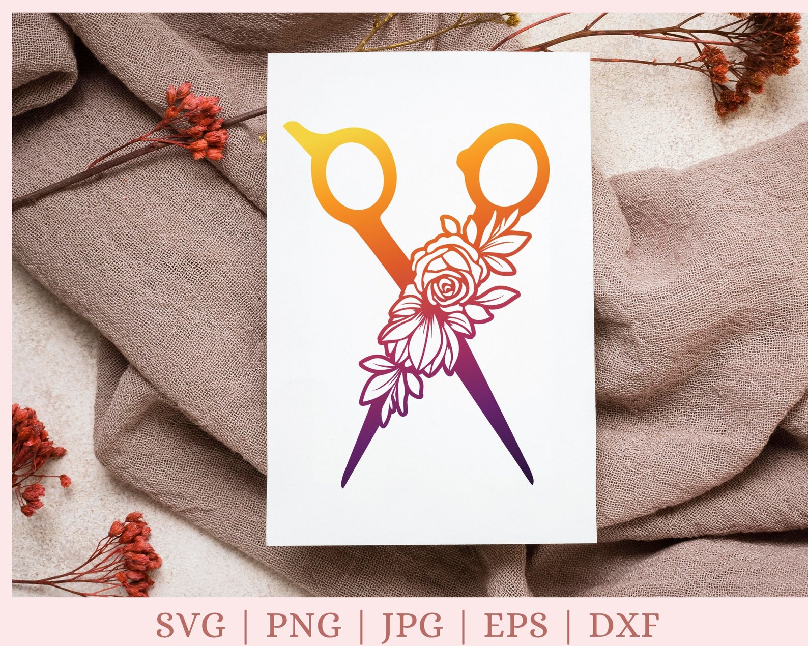 Floral scissors svg scissors with flowers svg sewing Etsy