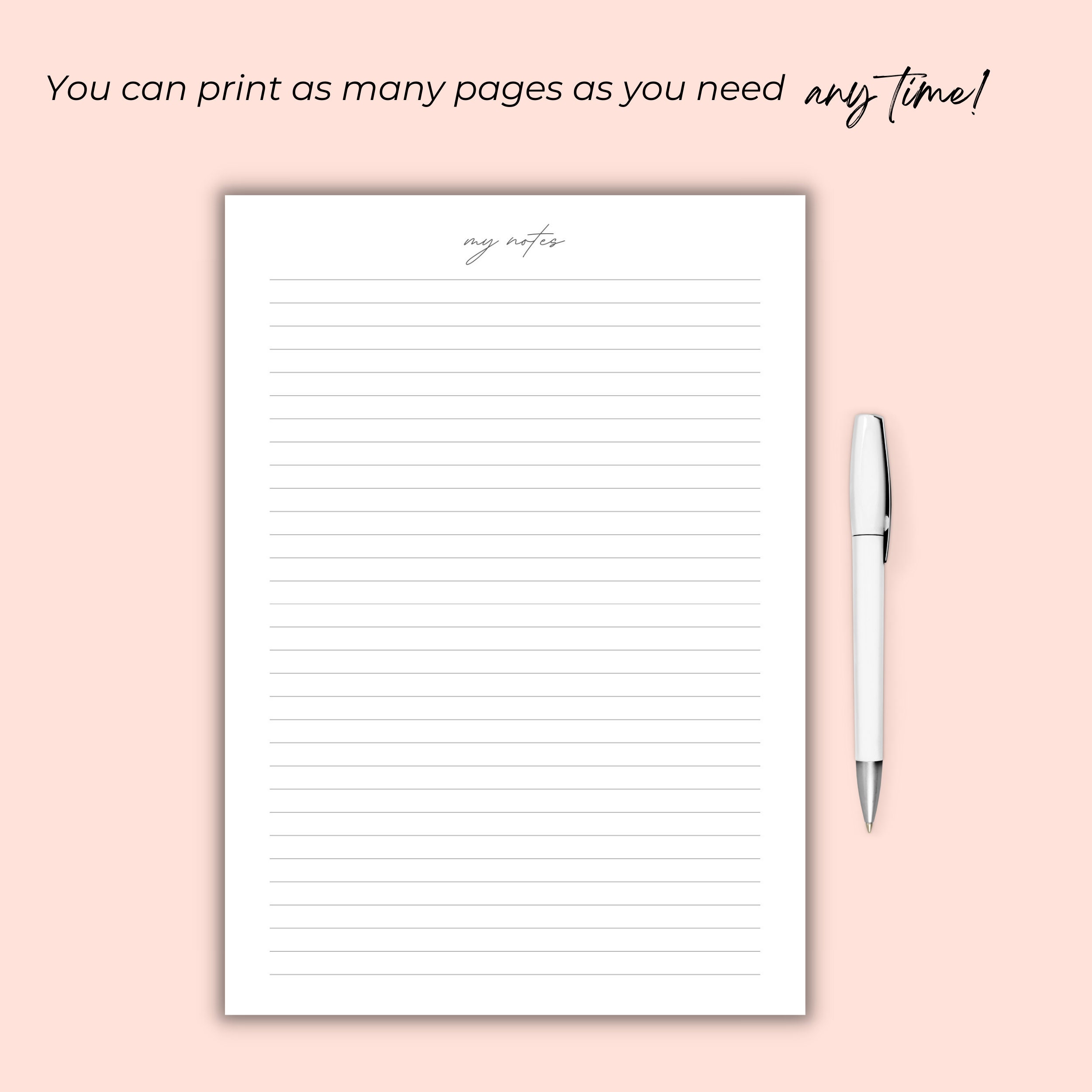 Printable Note Pages, Notes Page, Note Taking, Writing Paper, Instant ...
