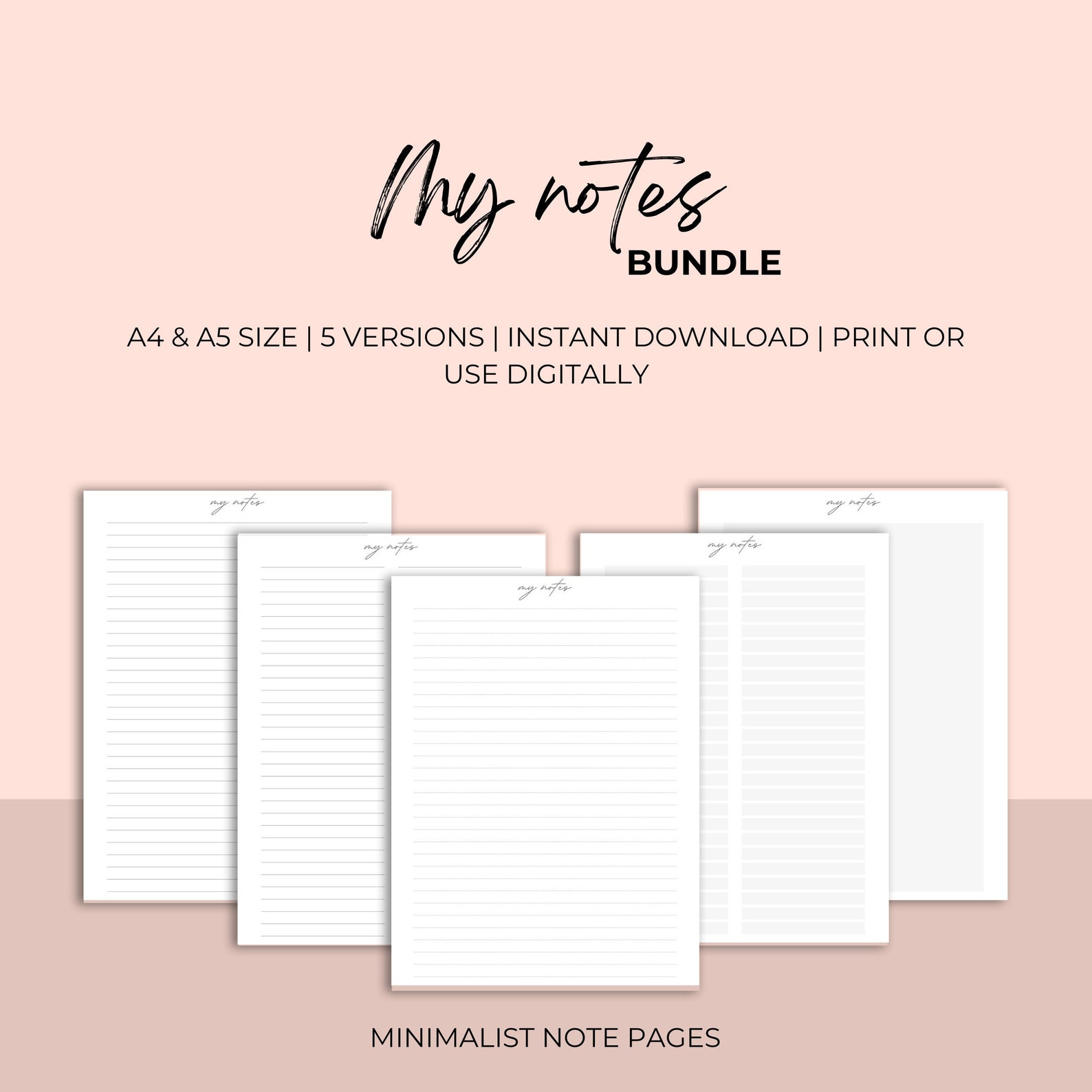 Printable Note Pages, Notes Page, Note Taking, Writing Paper, Instant ...