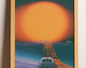 Plakat Słońce – vintage podróż w stronę słońca