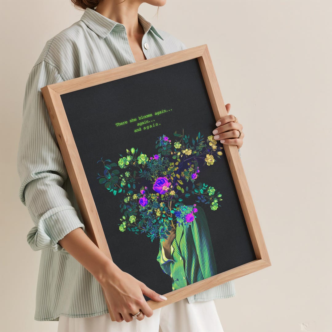 Bloom – Motivational Wall Art, Floral Woman Print, Positive Quote - Etsy