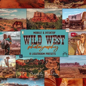 6 WILD WEST Lightroom Mobile Presets, Landscape Presets for Instagram / Desktop Presets for Nature Photography / Photography Presets