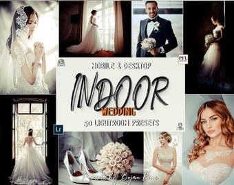 Indoor Wedding Lightroom Presets, 50 Filters (Mobile & Desktop)