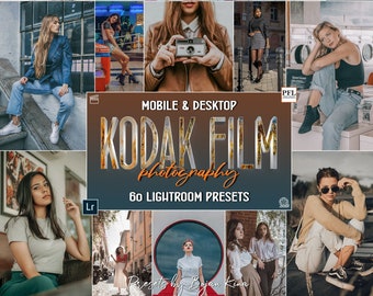 60 Kodak Film Lightroom Presets, Retro Cinematic Filters