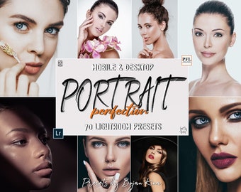 70 PERFECT PORTRAIT Lightroom Presets, Portrait Presets / Bright Face Beauty Vibrant Selfie Makeup Retouch Clean Matte Moody Effects