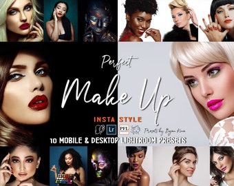 10 PERFECT MAKEUP Lightroom Mobile and Desktop Presets / Makeup and skin face beauty Selfie fashion Portrait retouch filter