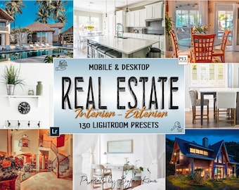 130 Lightroom Presets for Real Estate Marketing, Real Estate Instagram filters, Interior Presets & Exterior Presets for photo editing