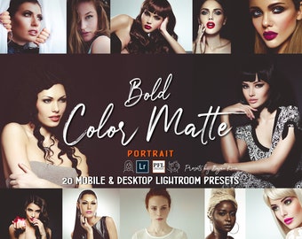 Lightroom-voorinstellingen voor portret in felle kleuren, matte fotofilters (mobiel en desktop)