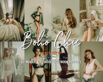 20 BOUDOIR BOHO Lightroom Presets, Vintage Beige Boudoir photo filter / Boho Style Lifestyle Presets for Instagram / Boho Presets