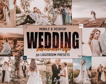 Boho Wedding Lightroom Presets, Warm Filter (30 Mobile & Desktop)