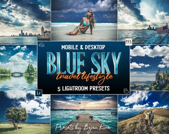 5 BLUE SKY Lightroom Presets, Travel Presets / Nature Preset for Instagram / Travel Blogger Presets / Landscape Sky Photo filter