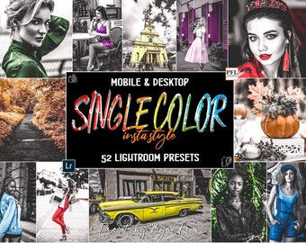 Single Color 52 Lightroom Presets, Photo Filters (Mobile & Desktop)