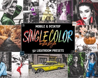 52 ONE COLOR Lightroom Presets, Yellow, Orange, Red, Pink Violet, Green Blue Color Presets / Photo filters / Instagram Blogger Presets