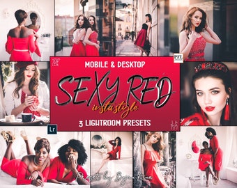 3 SEXY BLOGGER Lightroom Presets, Red color Influencer Preset / Moody Preset for Instagram / Portrait Presets / Sexy Photo filter