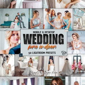 50 WEDDING Lightroom Presets for desktop and mobile, Professional Indoor Wedding Presets for Wedding Photographers Wedding Presets Bundle
