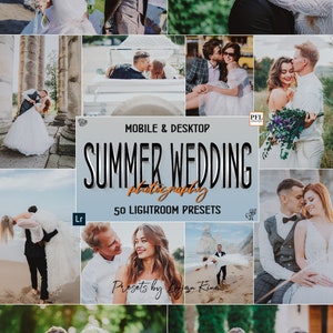 50 SUMMER WEDDING Lightroom Mobile & Desktop Presets / Bright Light Preset / Wedding Aesthetic Filter / Warm Preset / Wedding presets