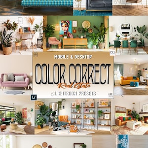 5 REAL ESTATE Interior Lightroom Presets, Minimal Preset for Relators / Color Correct Photo Filters for Interior photography photo editing