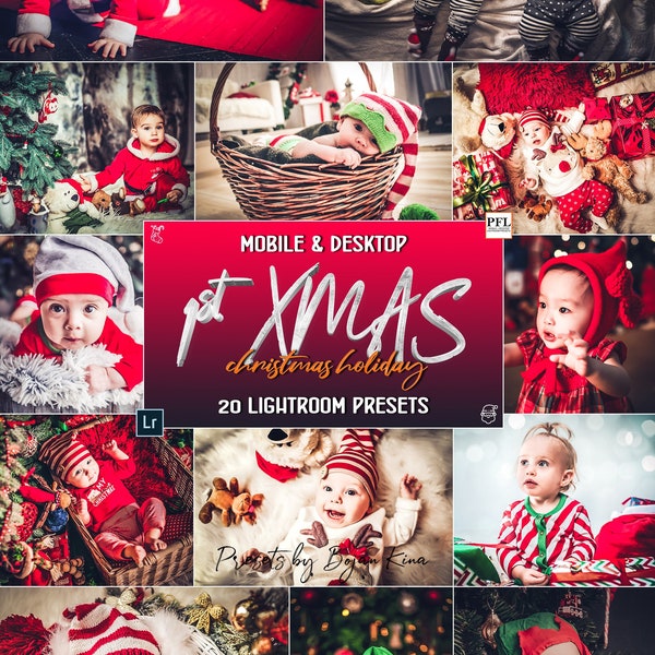 20 Lightroom-presets KERSTMIS pasgeboren kinderbaby, kerstpresets voor kinderen / pasgeboren presets / babypresets / kerstportretpresets