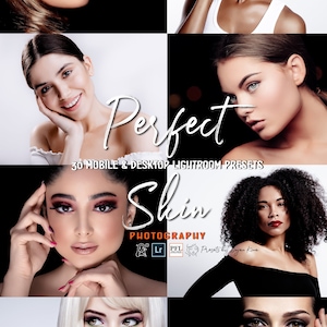 30 PERFECT SKIN Lightroom Presets for Portrait Photography / Beauty Pro Selfie / Portrait Face Filter / Smooth Skin Preset / Makeup Filter