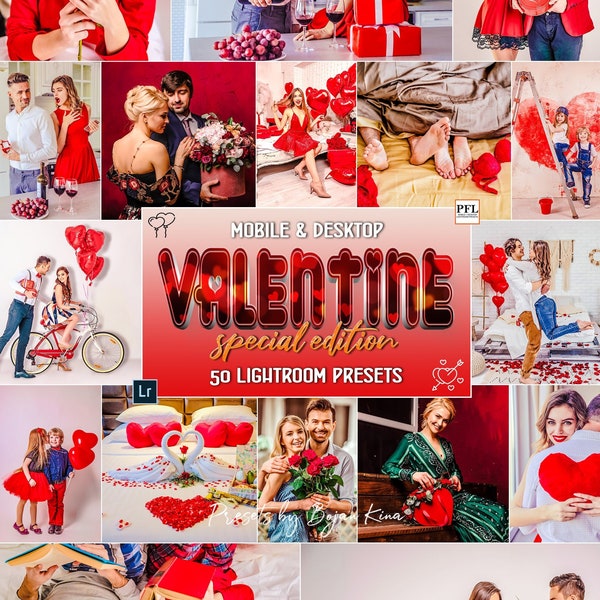 50 VALENTINE'S DAY Lightroom Presets, Romantic Presets / Love Presets / Best Valentines Day Photo filter / Special Edition Mobile Presets