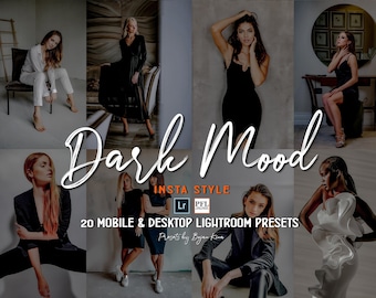 20 DARK MOOD Lightroom Mobile & Desktop Presets / Dark Aesthetic Influencer Presets / Lifestyle Blogger Presets / Moody Instagram Filter