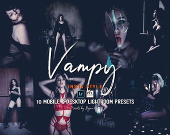 Vampy Boudoir Lightroom Presets, Dark Moody Instagram Filters (Mobile & Desktop)