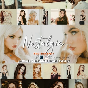 30 NOSTALGIE PORTRAIT Lightroom Presets / Film Porträt Fotografie Retusche Gesicht Beauty Headshot Hautton Studio Portrait Presets