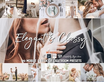 20 CLASSY WEDDING Lightroom Mobile & Desktop Presets / Aesthetic Presets / Professional Preset for Couple Photography / Cream Wedding filter