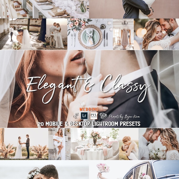 20 CLASSY WEDDING Lightroom Mobile & Desktop Presets / Aesthetic Presets / Professional Preset for Couple Photography / Cream Wedding filter