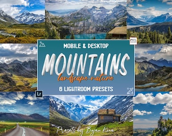 6 LANDSCAPE MOUNTAIN Lightroom Presets, Travel Lightroom Mobile Presets for Bloggers / Desktop Presets for Nature Photography