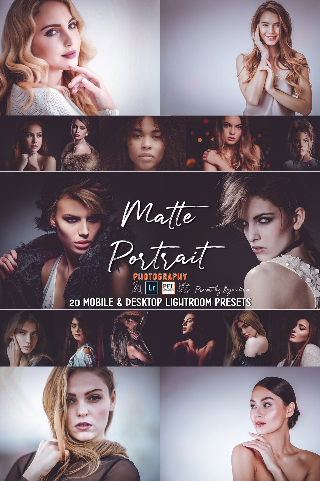 20 MATTE PORTRAIT PRO Lightroom Presets, Matte Presets Face Beauty