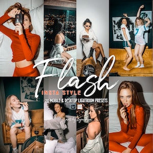 Flash Lightroom-voorinstellingen, mobiel en desktop, vintage film (digitale download)