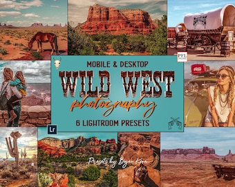 6 WILD WEST Lightroom Mobile Presets, Landscape Presets for Instagram / Desktop Presets for Nature Photography / Photography Presets