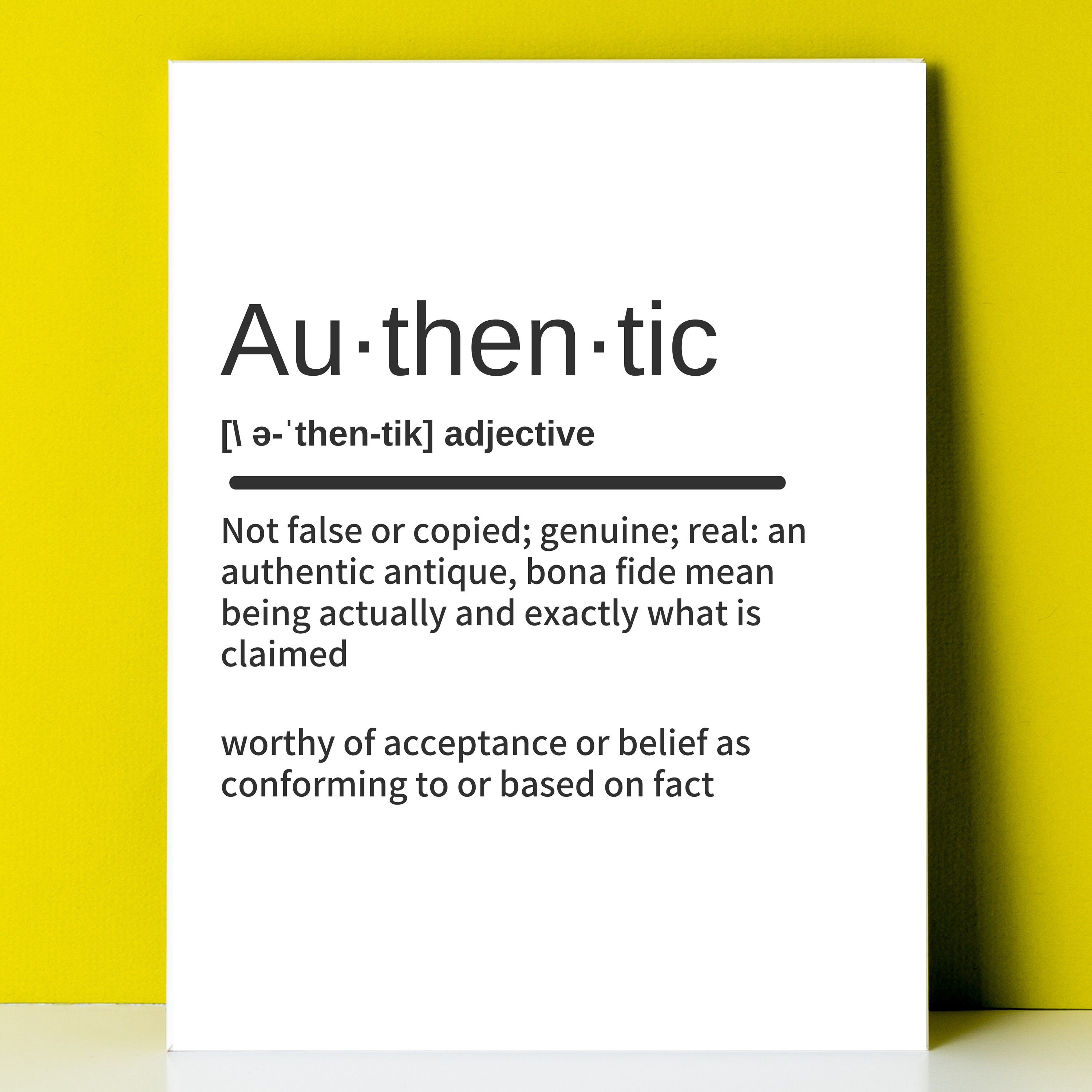 AUTHENTIC Definition Print Word Art black and White Super Quote Wall